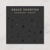 Carte De Visite Carré Étoiles d'astrologie du Boho noir (Devant)