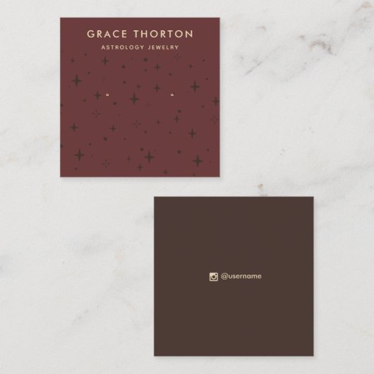 Carte De Visite Carré Étoiles d'astrologie en terre cuite Écran d'oreill (Devant / Derrière)