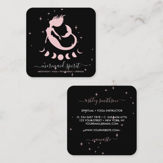 Carte De Visite Carré Étoiles de lune de sirène (Devant / Derrière)