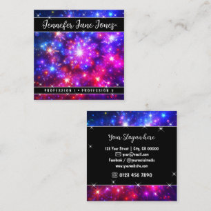 Carte De Visite Carré Étoiles de Parties scintillant de ciel mystique ro