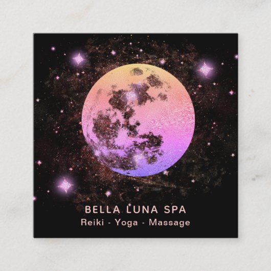 Carte De Visite Carré *~* Étoiles Ombre Peach Moon Pink (Devant)