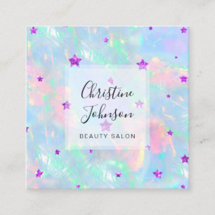 Carte De Visite Carré Étoiles pourpres de parties scintillant FAUX