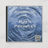 Carte De Visite Carré Étui de CD de code QR bleu rétro (Devant)