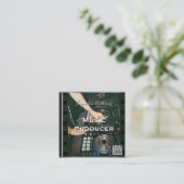 Carte De Visite Carré Étui de CD musical avec code QR rétro (Debout devant)