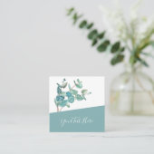 Carte De Visite Carré Eucalyptus créatif QR Code et icônes de médias soc (Debout devant)