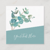 Carte De Visite Carré Eucalyptus créatif QR Code et icônes de médias soc (Devant)