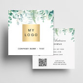Carte De Visite Carré Eucalyptus fougère forestière logo code QR