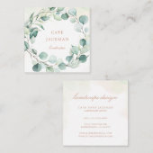 Carte De Visite Carré Eucalyptus Verdure Rose Or Élégant (Devant / Derrière)