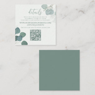 Carte De Visite Carré Eucalyptus vert moderne site Web de code QR