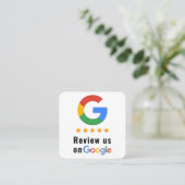 Carte De Visite Carré Évaluer Google Avis QR Code Évaluations Google (Debout devant)