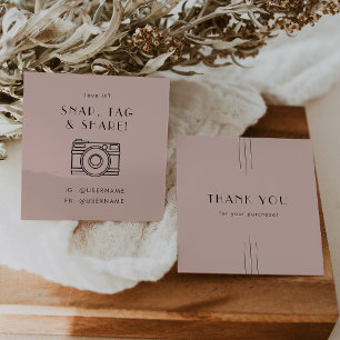 Carte De Visite Carré EVERLY Art Déco Blush Snap Tag Remerciement