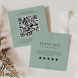 Carte De Visite Carré EVERLY Art Déco Vert Sauge Code QR Laissez un avis