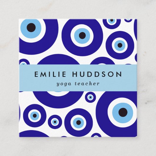 Carte De Visite Carré Evil Eye Pattern, Greek Eye, Nazar, Yoga Teacher (Devant)