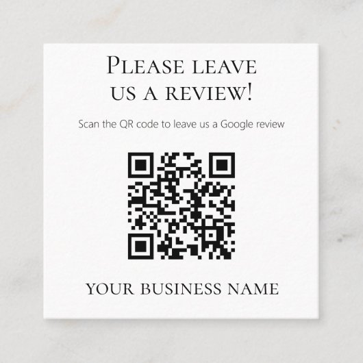 Carte De Visite Carré Examen Google du code QR professionnel (Devant)