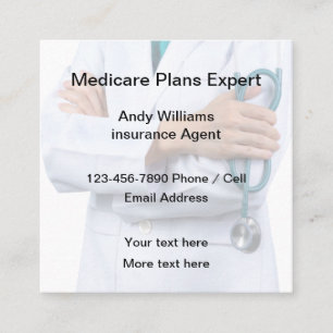 Carte De Visite Carré Expert en plans Medicare Assurance santé représent
