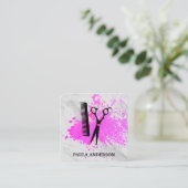 Carte De Visite Carré Expressive Peinture Marbre Texture Salon Shears (Debout devant)