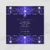 Carte De Visite Carré Exquise Royal Blue Ornate Ornate Monogram (Dos)