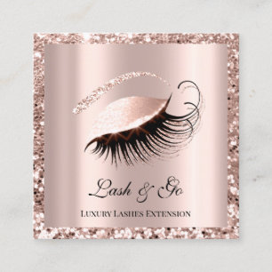 Carte De Visite Carré Extension rose Pink Maquillage Artist Lashes encad