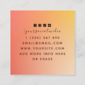 Carte De Visite Carré Extensions de cheveux Orange Ombre Gradient Thème (Dos)