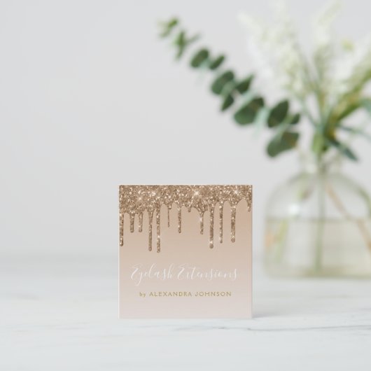 Carte De Visite Carré Extensions Eyelash de Parties scintillant de luxe  (Debout devant)
