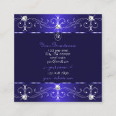 Carte De Visite Carré Extravagant Royal Blue Ornate Ornat Initiales (Dos)