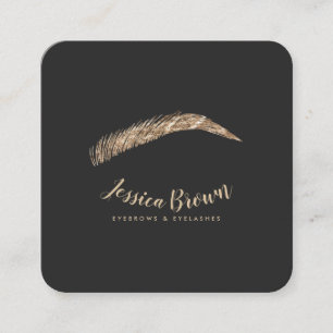 Carte De Visite Carré Eyebrow lashes luxe chic parties scintillant or él