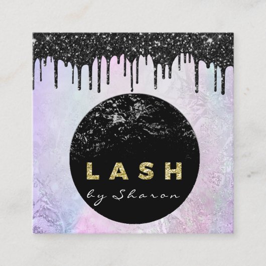 Carte De Visite Carré Eyelash Extension Expert Black Drift Parties scint (Devant)