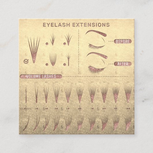 Carte De Visite Carré Eyelash Extension Studio Shop Rose Gold (Devant)