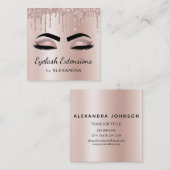 Carte De Visite Carré Eyelash Extensions Lashes Parties scintillant Rose (Devant / Derrière)