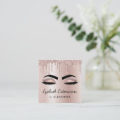 Carte De Visite Carré Eyelash Extensions Lashes Parties scintillant Rose (Debout devant)