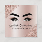 Carte De Visite Carré Eyelash Extensions Lashes Parties scintillant Rose (Devant)