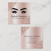 Carte De Visite Carré Eyelash Extensions Lashes Parties scintillant Rose (Devant / Derrière)
