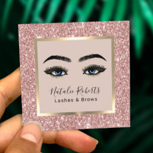 Carte De Visite Carré Eyelash Extensions Maquillage Artiste Rose Parties