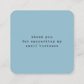 Carte De Visite Carré Fabriqué à la main avec amour bleu élégant script (Dos)