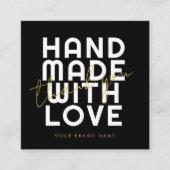 Carte De Visite Carré Fabriqué à la main avec amour, merci (Devant)
