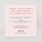 Carte De Visite Carré Fabriqué à la main avec amour, merci (Dos)