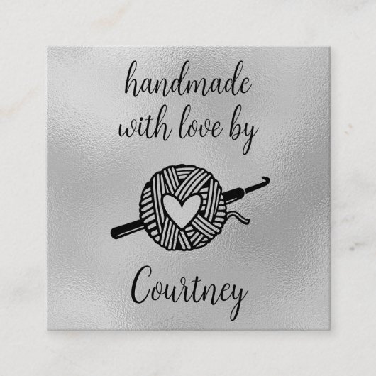 Carte De Visite Carré Fabriqué à la main avec Crochet d'amour (Devant)