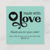 Carte De Visite Carré Fabriqué avec amour Merci de commande personnalisé (Devant)