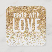 Carte De Visite Carré FABRIQUÉ AVEC AMOUR mignon confetti or parties sci (Devant)