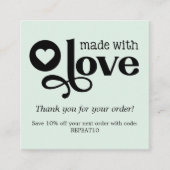 Carte De Visite Carré Fabriqué avec amour Personnalisé Merci de commande (Devant)