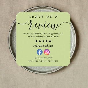 Carte De Visite Carré Facebook Instagram Laissez-Nous Un Avis Lime Green