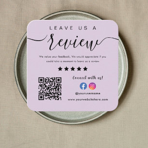 Carte De Visite Carré Facebook Instagram Logo Purple Laissez-Nous Un Avi