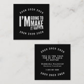 Carte De Visite Carré Faire qu'il arrive Citation Motivation Noir (Devant / Derrière)