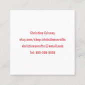 Carte De Visite Carré Faites du crochet/métier fait main de fil rose (Dos)