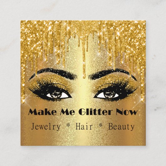 Carte De Visite Carré Faites-moi Parties scintillant Gold Logo Drip VIP  (Devant)