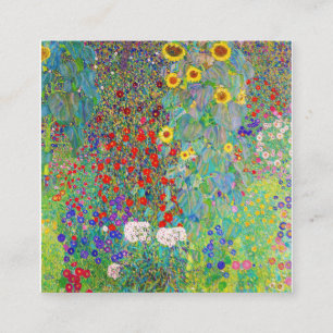 Carte De Visite Carré Farm Garden With Sunflowers Gustav Klimt