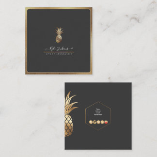 CARTE DE VISITE CARRÉ FAUX ANANAS DORÉS POUR FOND DIY