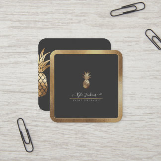 CARTE DE VISITE CARRÉ FAUX ANANAS EN OR POUR UN FOND DE DIY