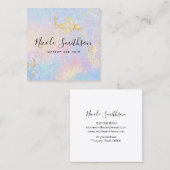 Carte De Visite Carré FAUX détails feuille or couleurs pastel (Devant / Derrière)