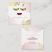 Carte De Visite Carré FAUX feuille d'aquarelle blush or lashes (Devant / Derrière)